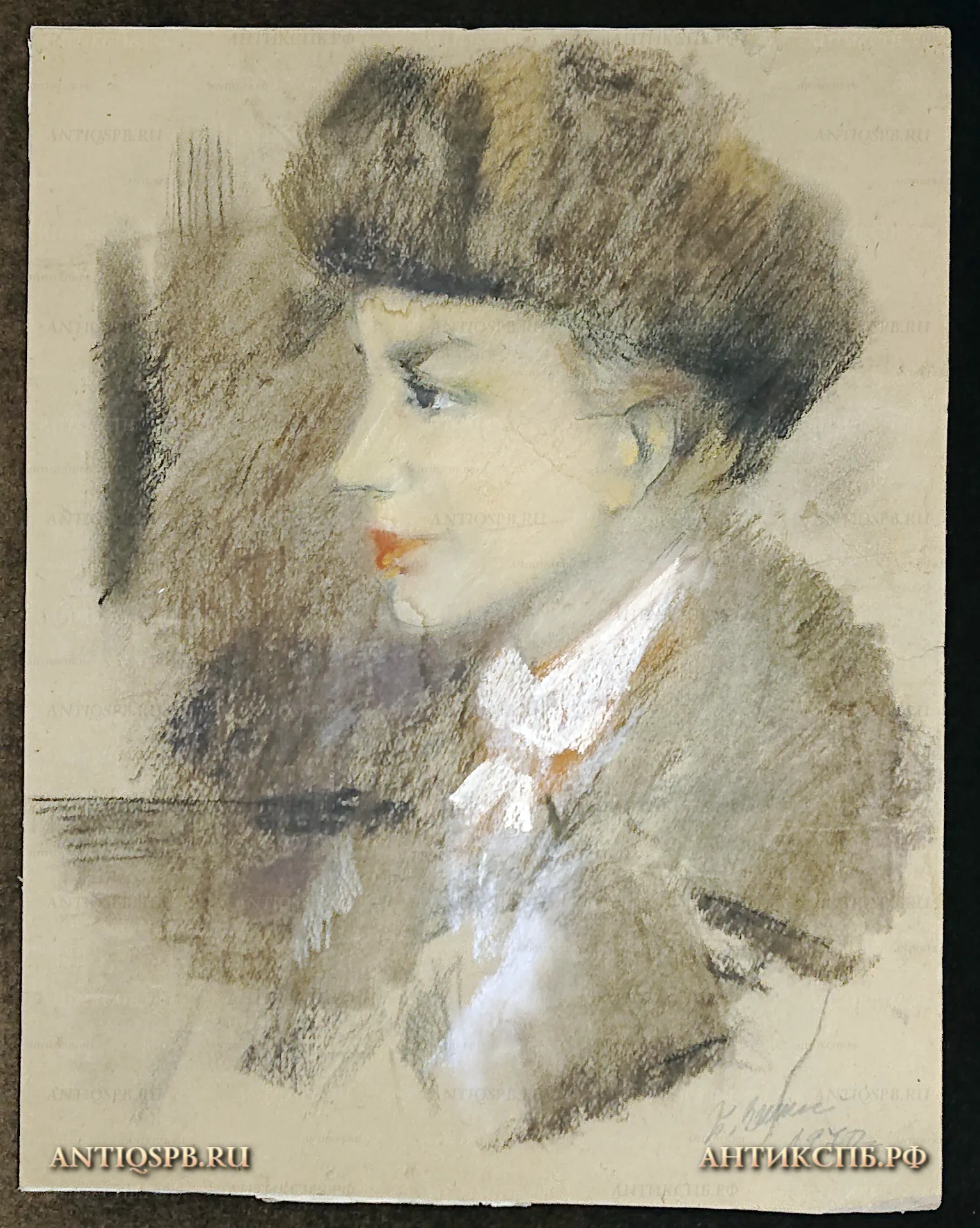 Картина "Портрет мальчика". Автор: Заозерский Борис Константинович (1934-2002). Бумага, пастель. Вт. пол. ХХ века. СССР. №21881